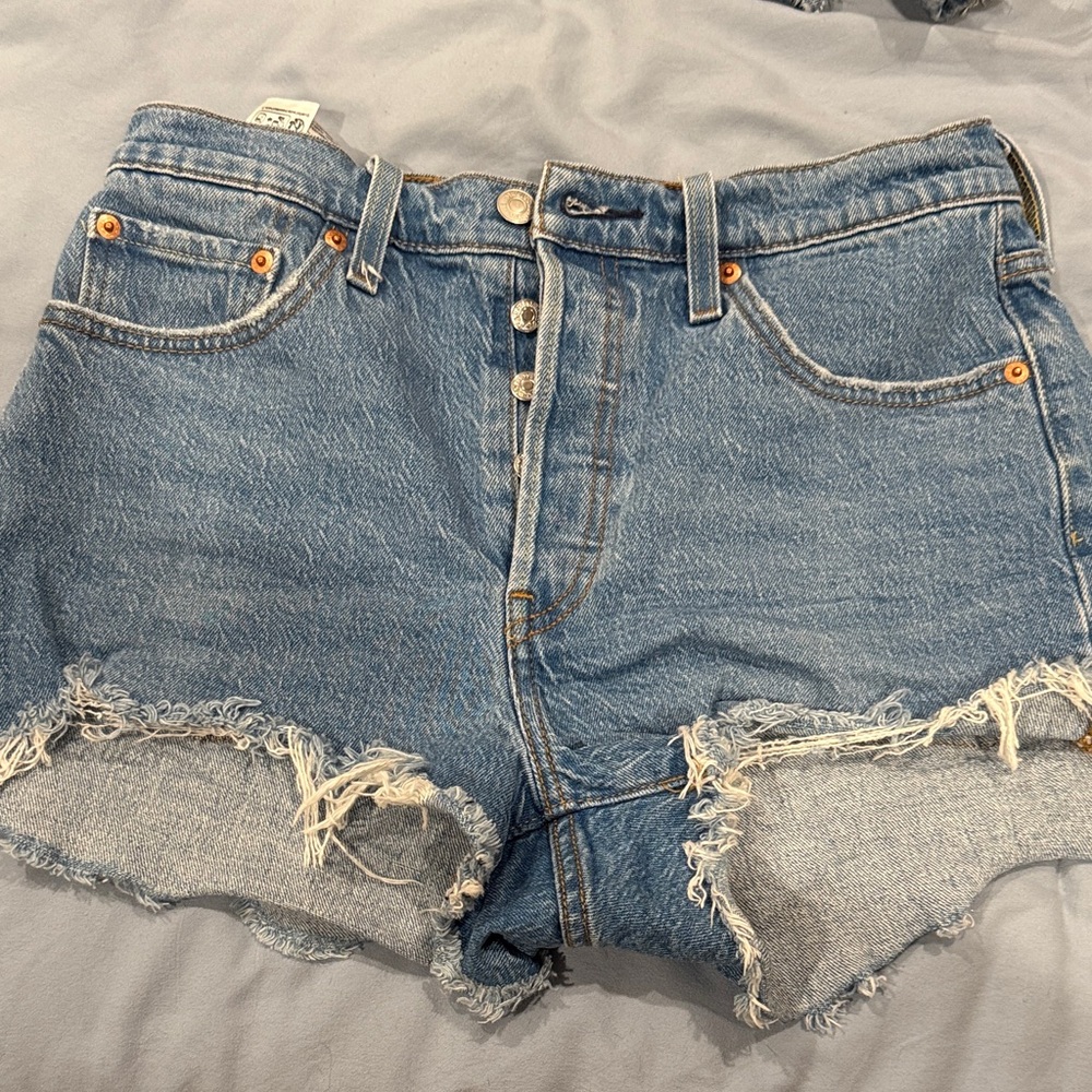 Levi's Blue Distressed Jean Shorts